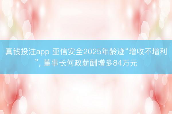 真钱投注app 亚信安全2025年龄迹“增收不增利”, 董事长何政薪酬增多84万元